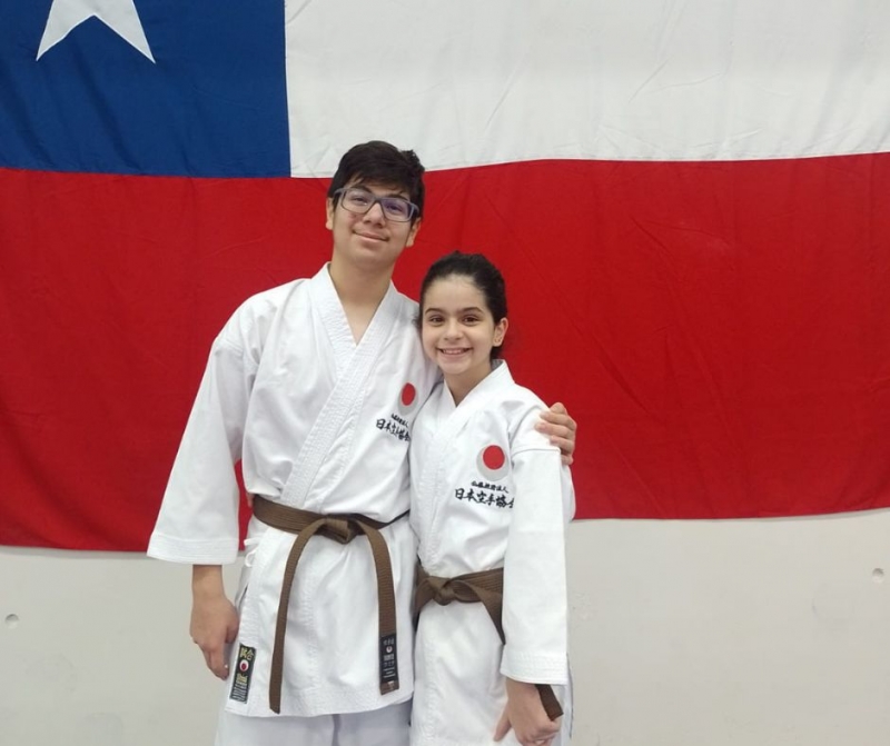 Sofía y Sebastián Cegarra en Mundial de Karate 